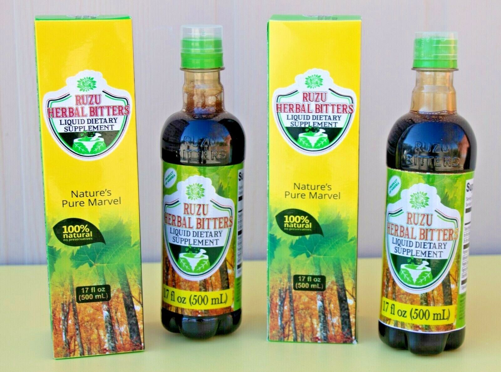 2 BOTTLES Ruzu Herbal Bitters 500ml (17.0 fl oz) Nature’s Pure Marvel