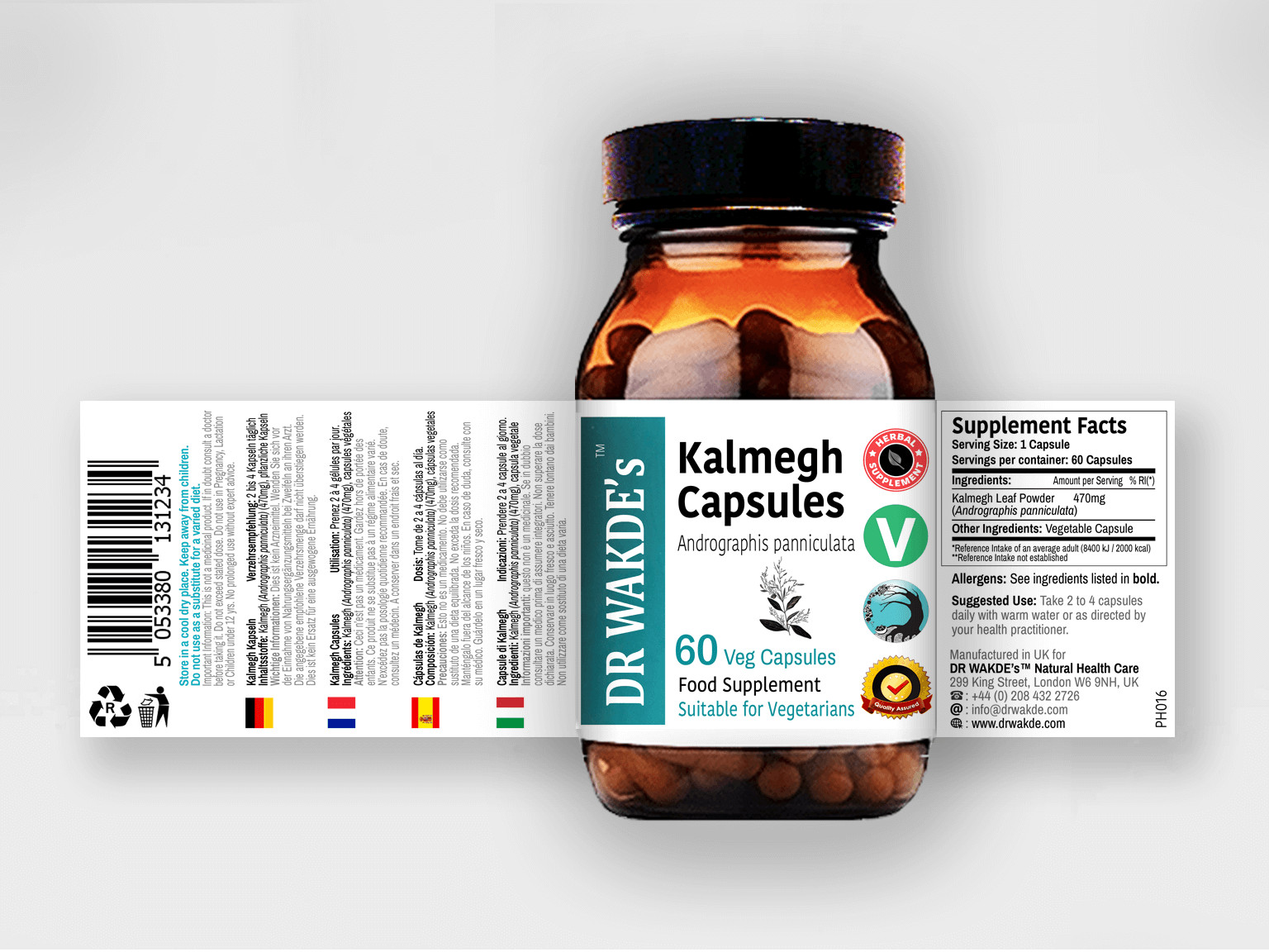 DR WAKDE’S Kalmegh Capsules (Andrographis panniculata) | 60 Veg Caps | Ayurve…