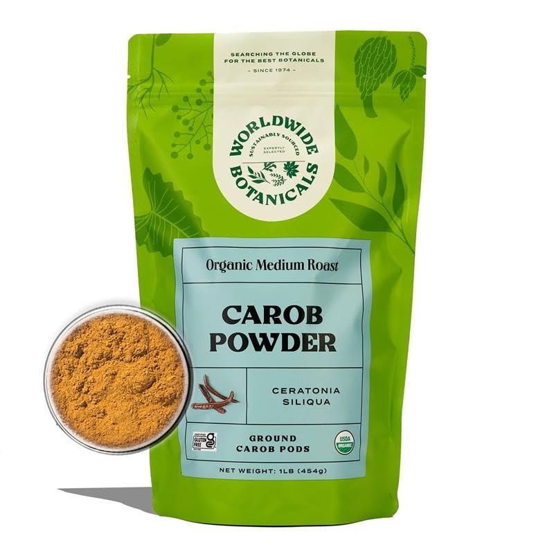 Organic Carob Powder, Medium Roast – 1 Lb – Caffeine Free Cocoa Alternative –