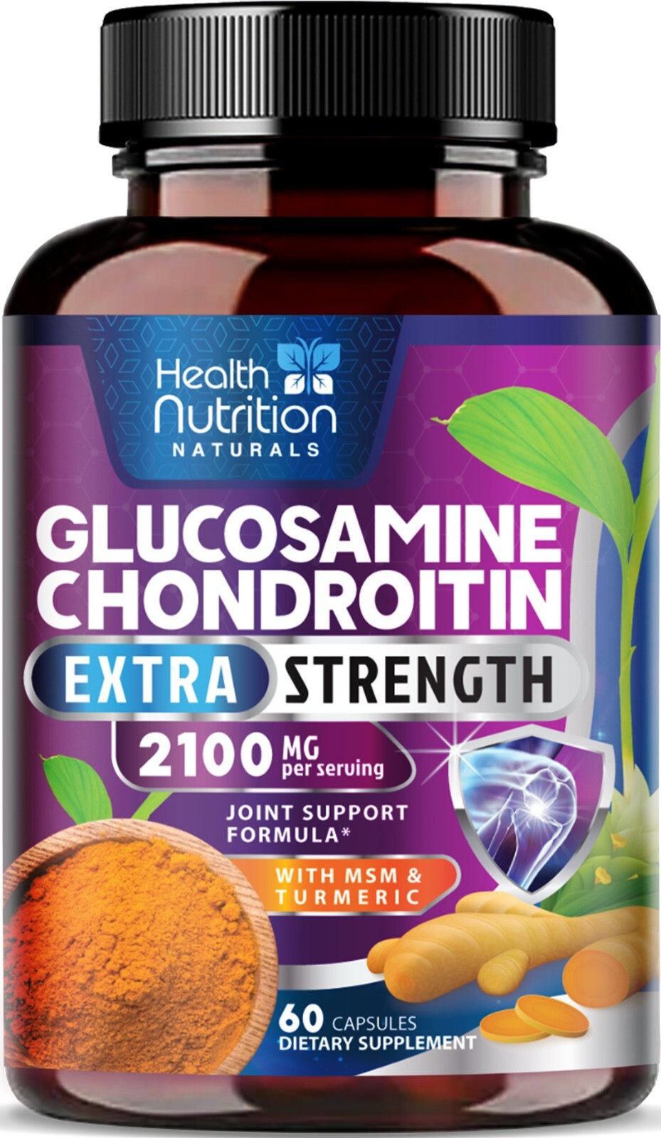 Glucosamine Chondroitin MSM Triple Strength Turmeric Joint Support 2100mg
