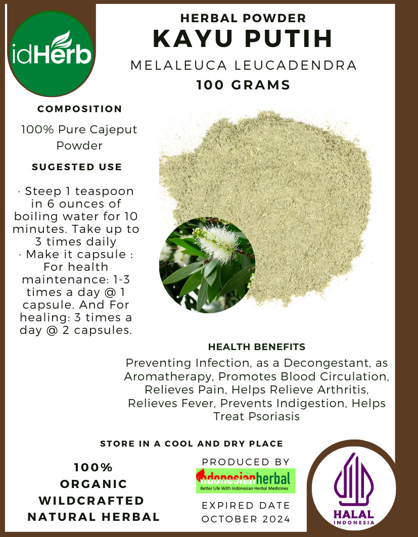 [idHerb] POWDER Melaleuca leucadendra Kayu Putih Natural Organic Herbal Herbs
