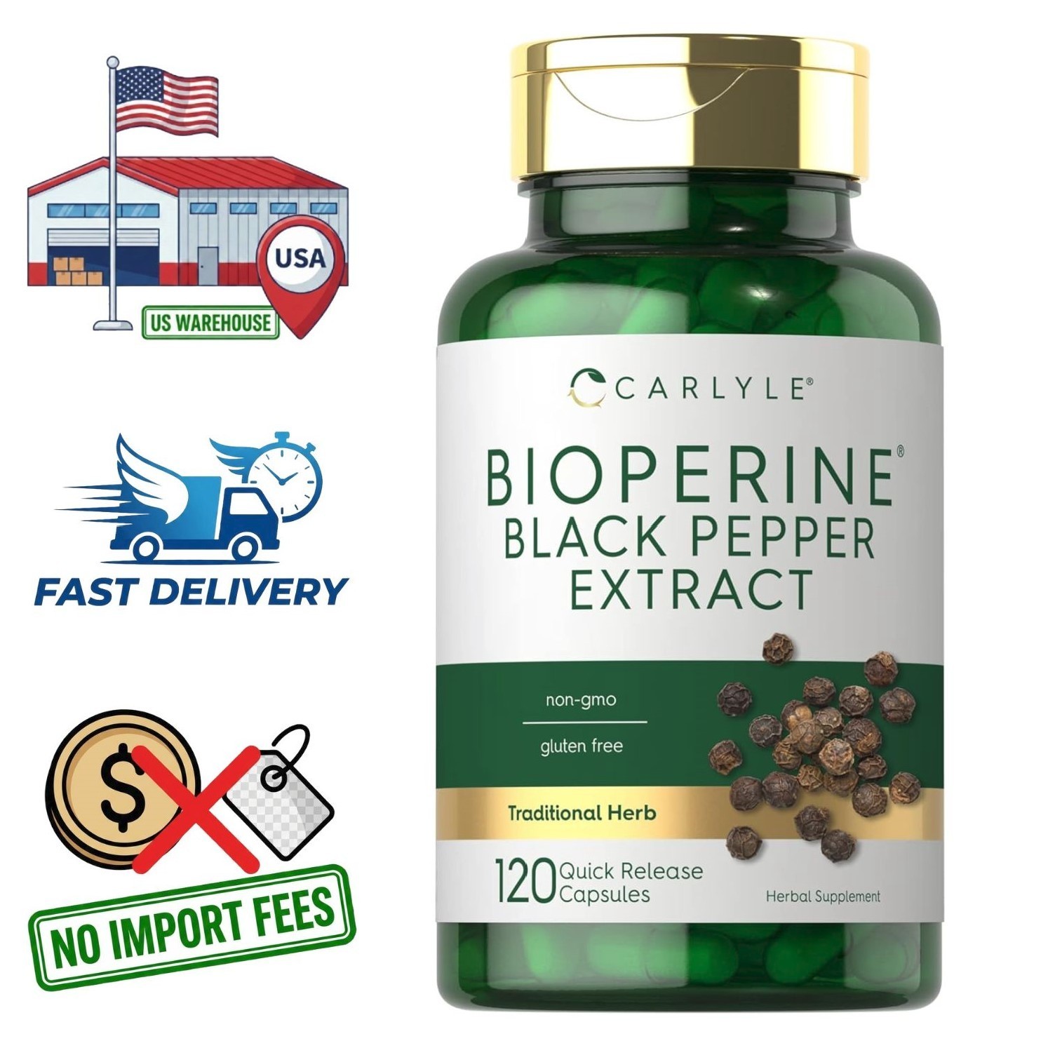 Pimienta Negra Bioperine 10mg Extracto | 120 Cápsulas | 95% Piperine