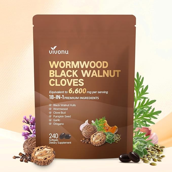 Vivonu Wormwood Black Walnut Cloves–Cleanse & Metabolism Support, 240 Softgels