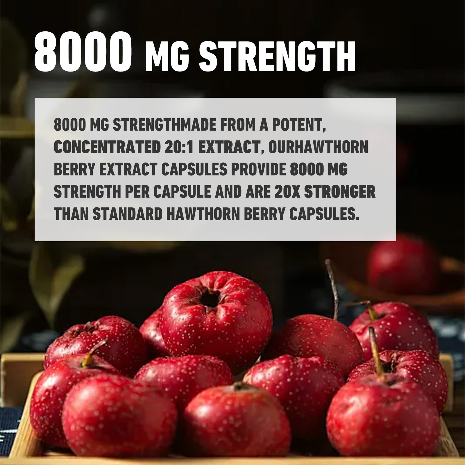 Hawthorn Berry 20:1 Extract 8000mg – Quality,Heart Health,Blood Pressure,Non-GMO