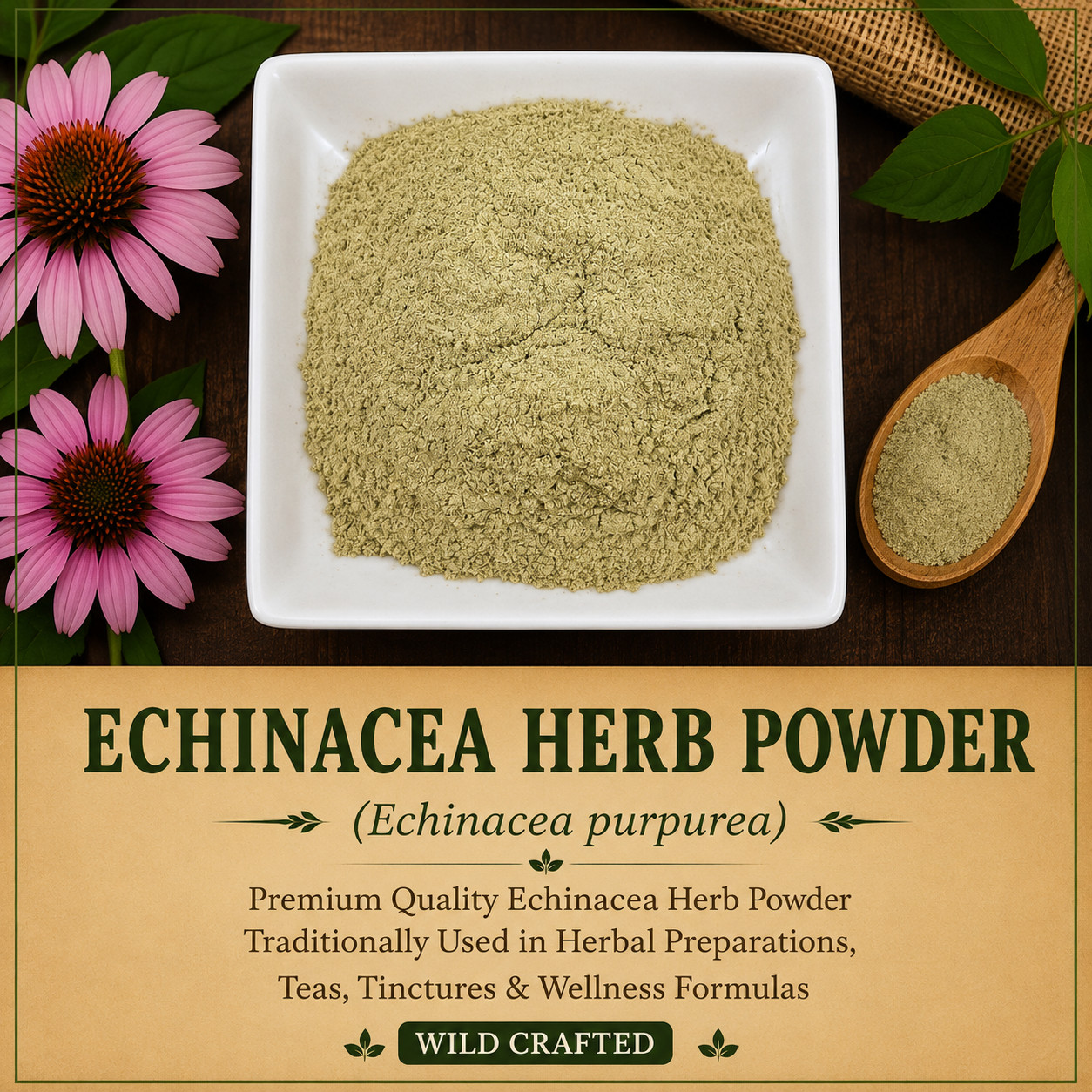 Echinacea Herb Powder Wild Crafted Echinacea purpurea Premium Herbal | USA