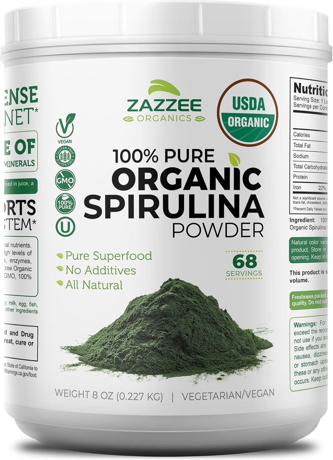 Pure Organic Spirulina Powder – 68 Servings for Energy & Immune Support