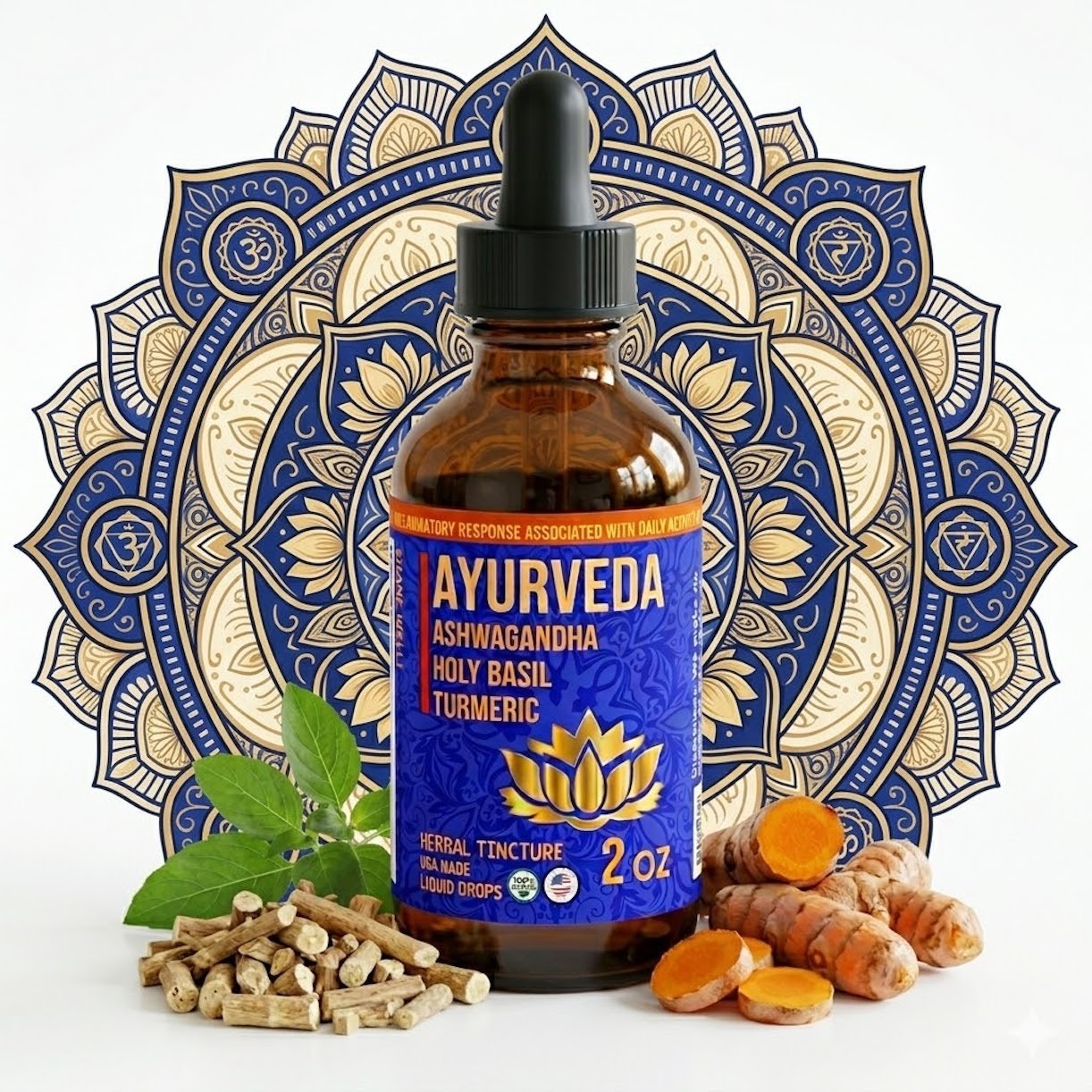 Ayurveda Synergy Tincture 1:3 Potency – Ashwagandha, Holy Basil & Turmeric USA