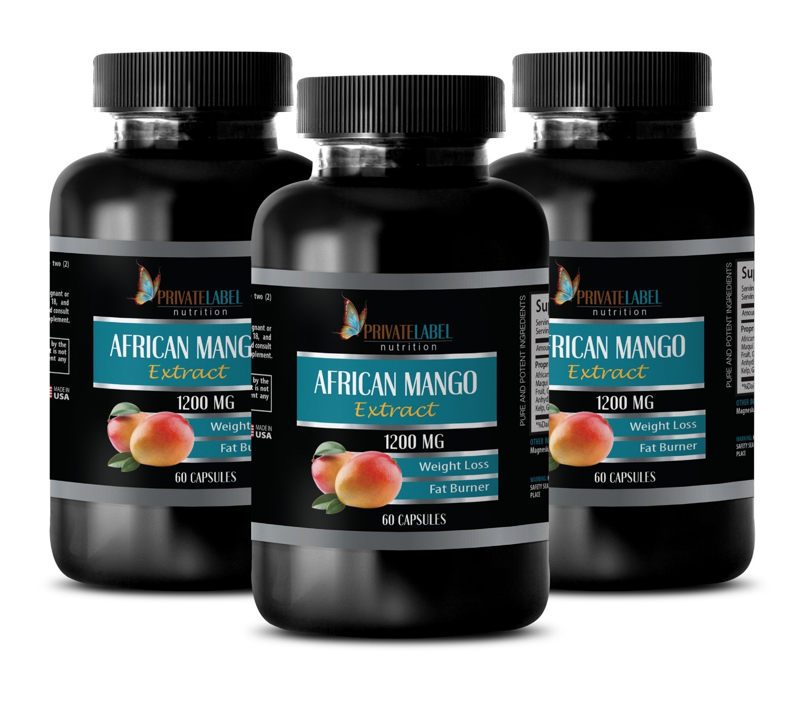belly fat burner pills – AFRICAN MANGO Extract 1200mg – body cleanse – 3 Bottles