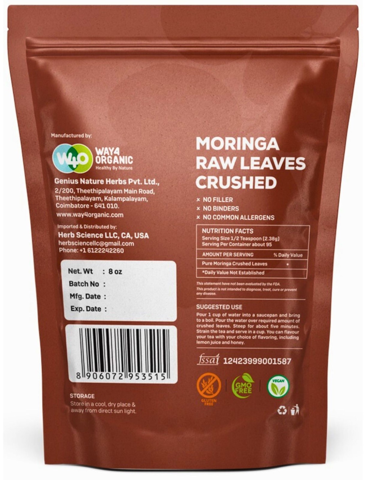 Moringa Tea Leaves 8oz Fresh Dried Loose Leaf Antioxidant – (2 Pack)