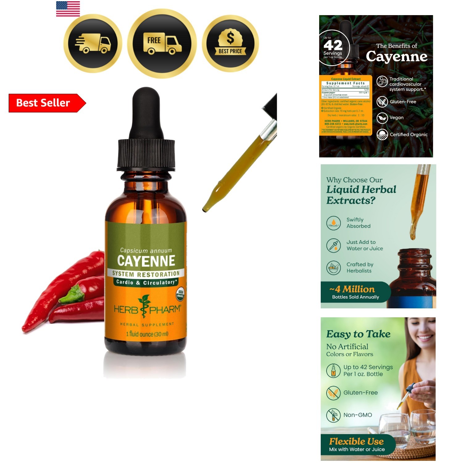 Certified Organic Cayenne Extract Drops for Cardiovascular and Circulatory Su…