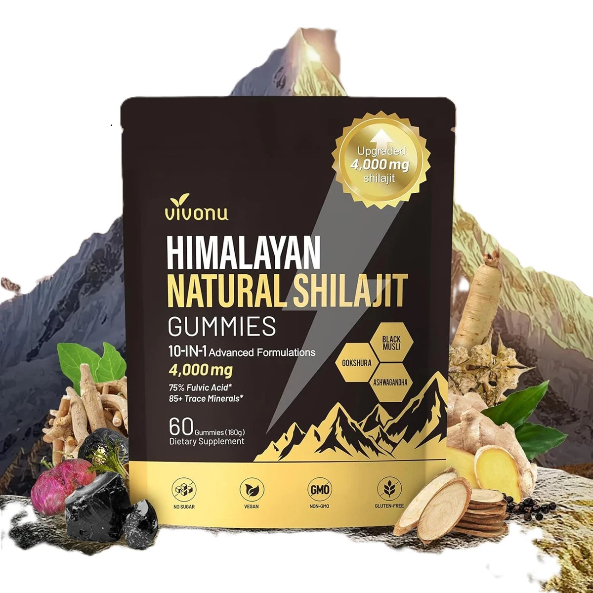 Shilajit for Men & Women Gummies | 4000mg High Potency 10-in-1 Formula with P…