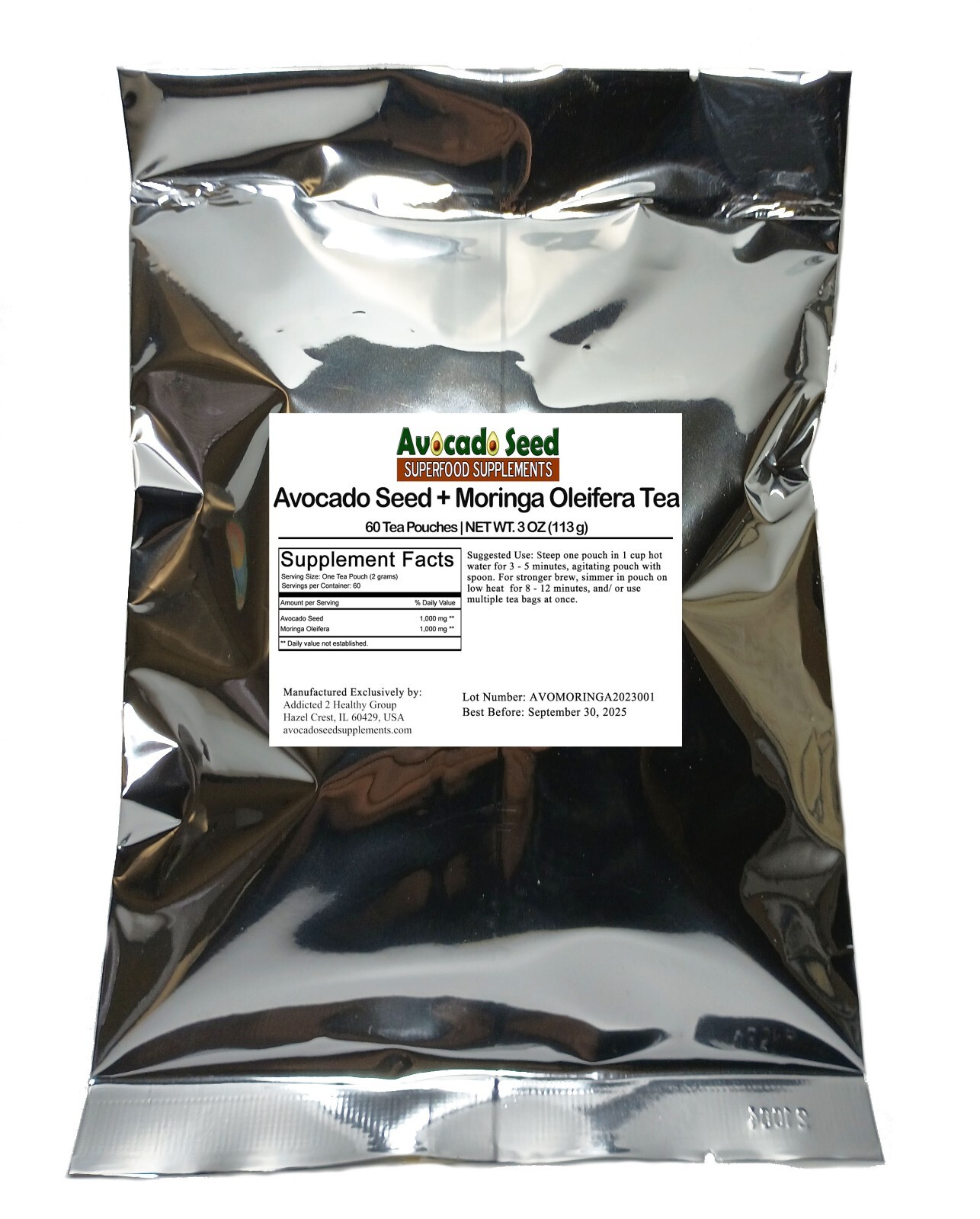 60 Avocado Seed + Moringa Oleifera Tea Bags – Incredible Blend•Amazing Benefits