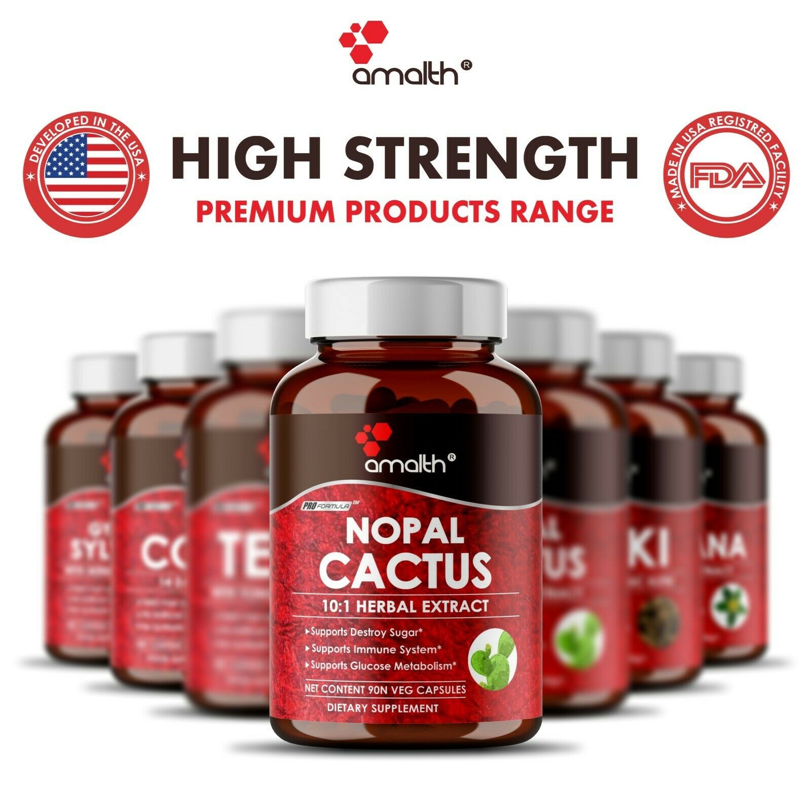 Nopal Cactus Pear Prickly Extract Powder Blood Sugar 10000mg Capsules – 90 Count
