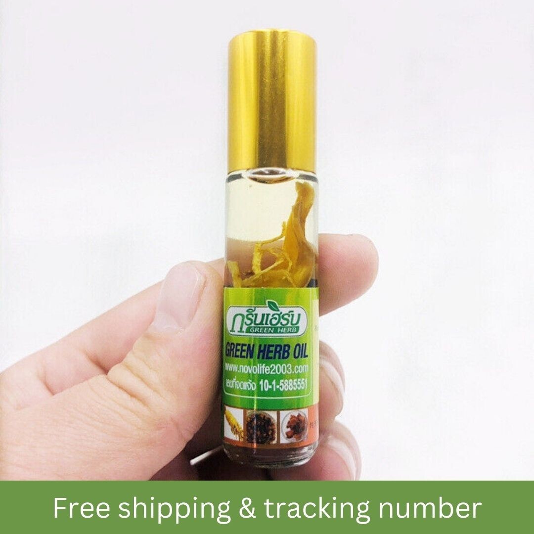 4x Thai Green Herb ginseng Oil Herbal Balsam Headache Relief Pain Massage Dizzy