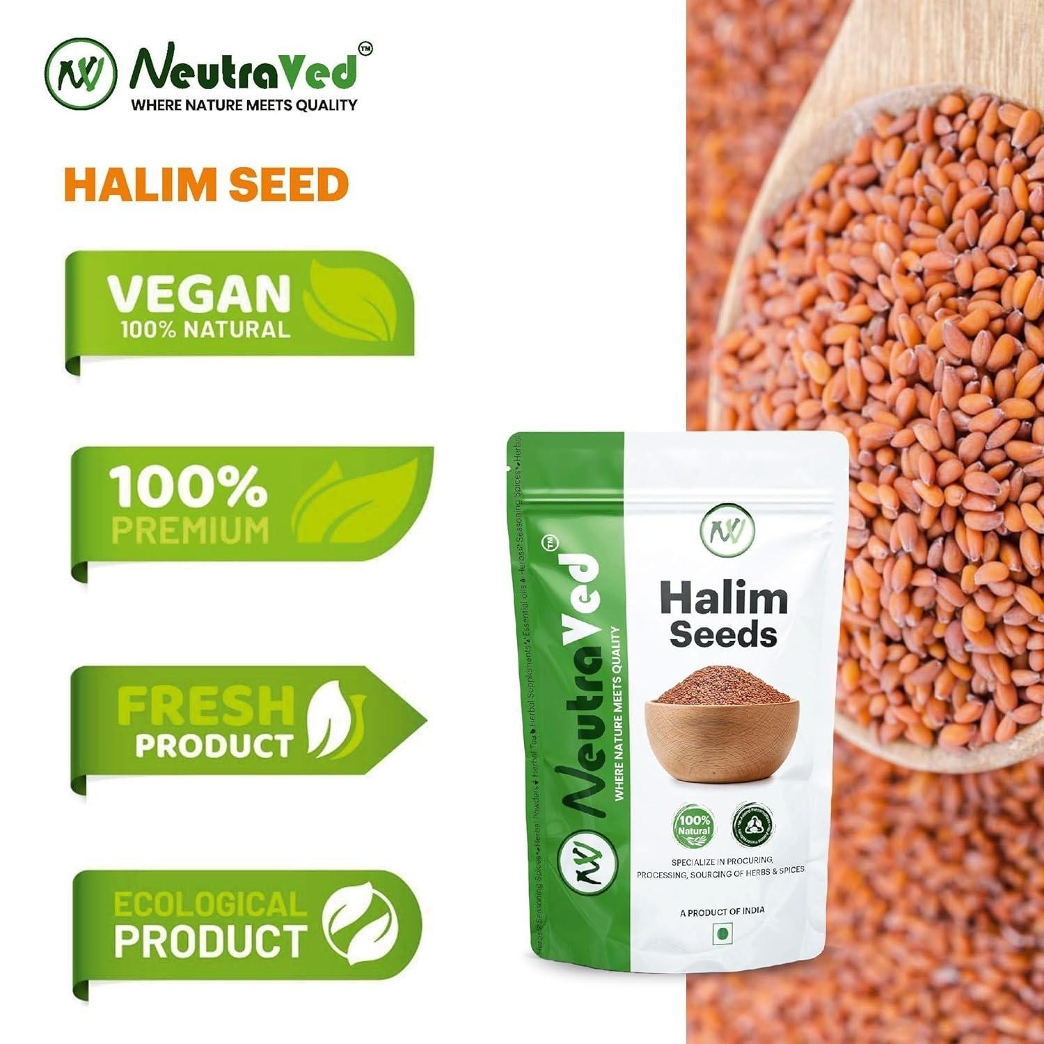 NeutraVed Halim Seeds: 350g Aliv Superfood for Hair Growth & Immunity Booster
