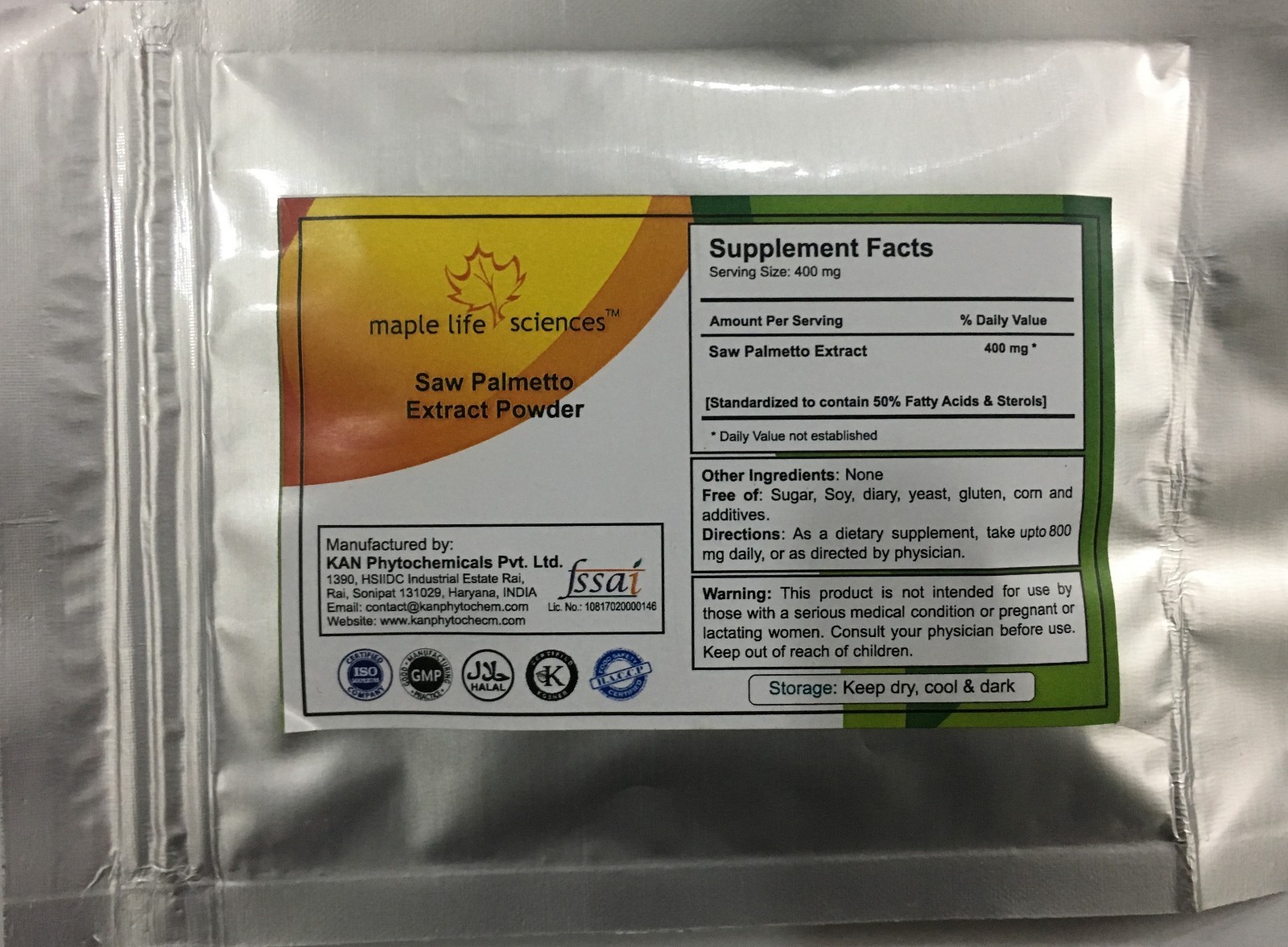 Saw Palmetto Extract- 50% fatty acid & sterols Pure & High Quality