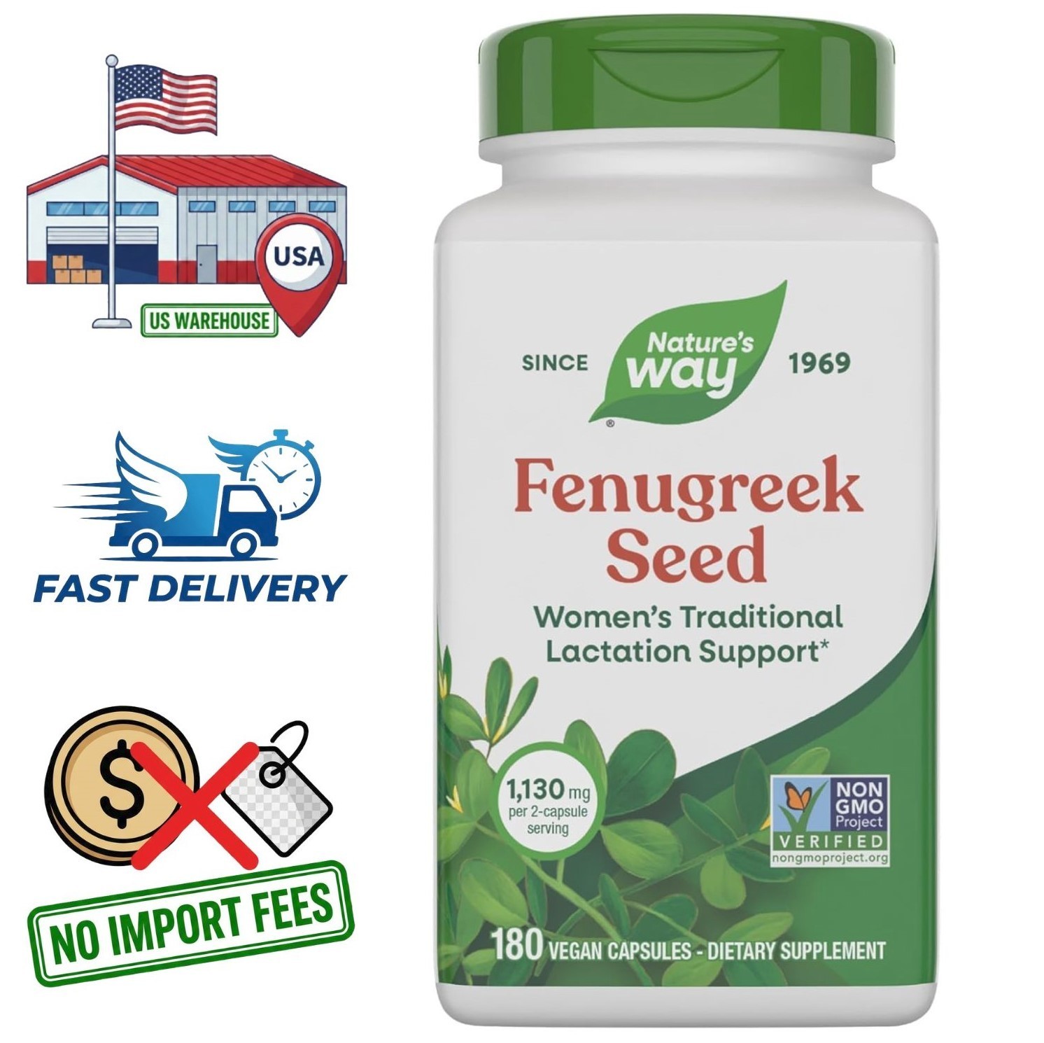 Fenugreek Seed Extract Powder 1130mg 180 Capsules | 3 Month Supply