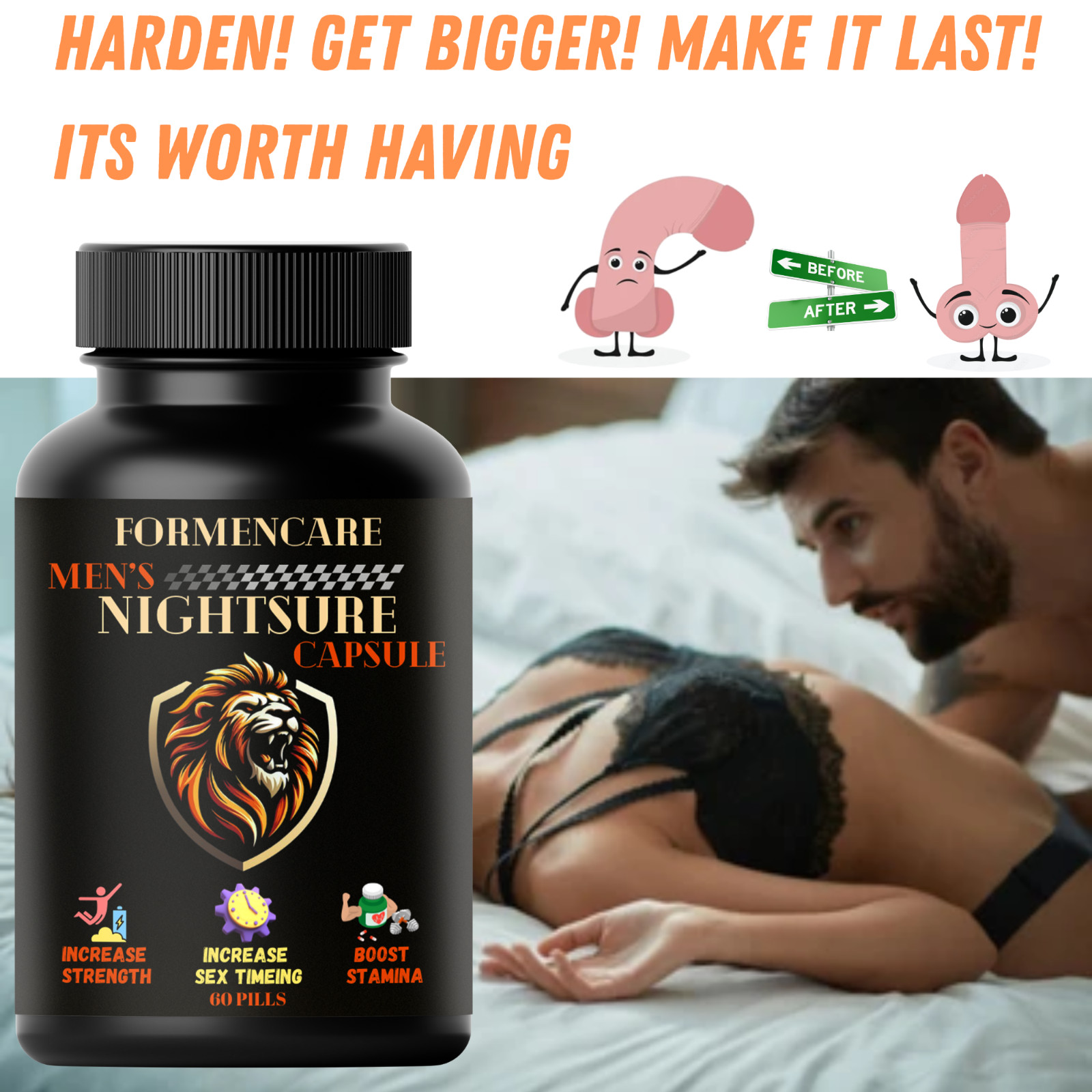 Penis-enlarger New XXXL Gain 12+ Inches Growth Capsules Faster Growth 60 Cap.