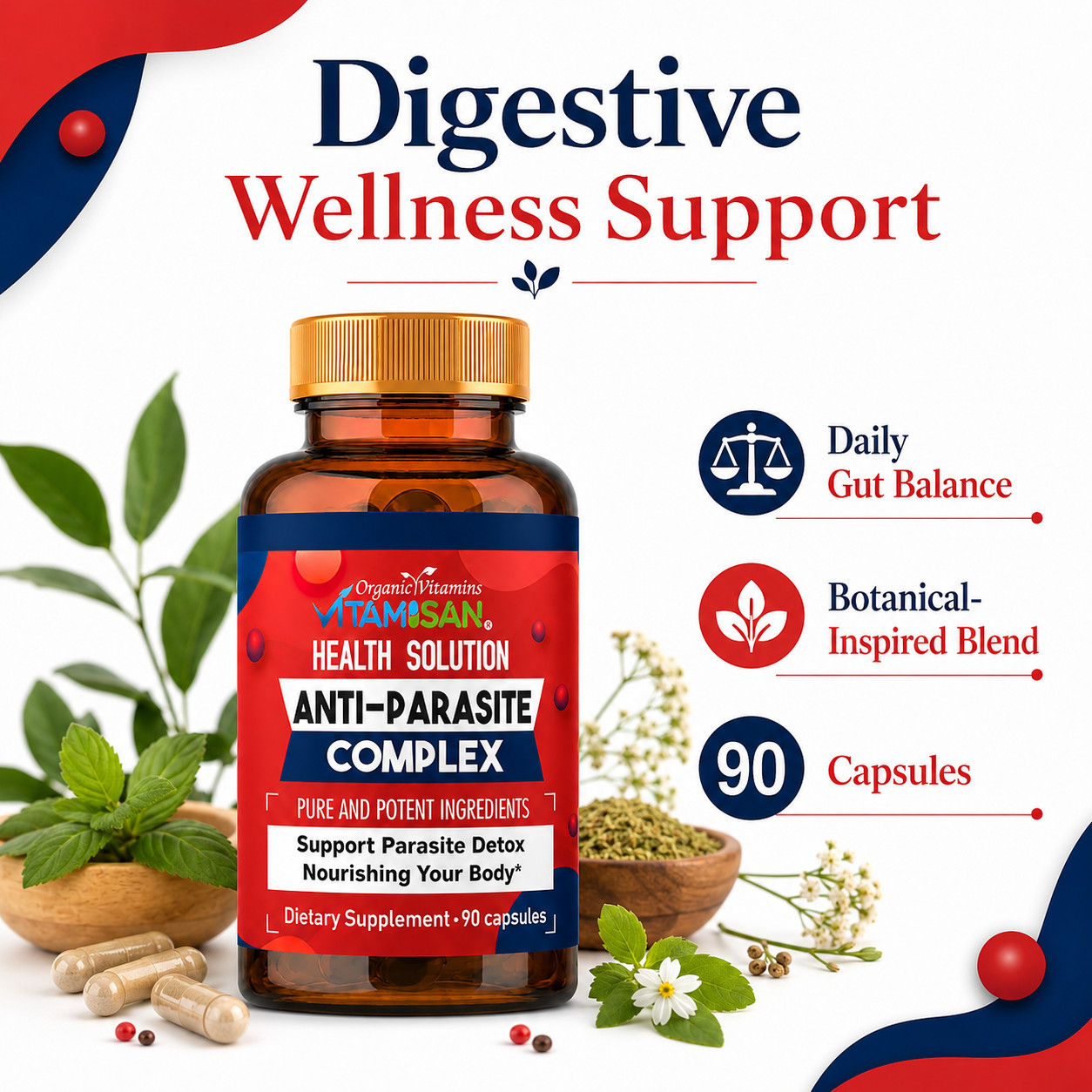Parasite Anti Parasite Herbal Body Cleanse Detox intestinal cleanser support 90