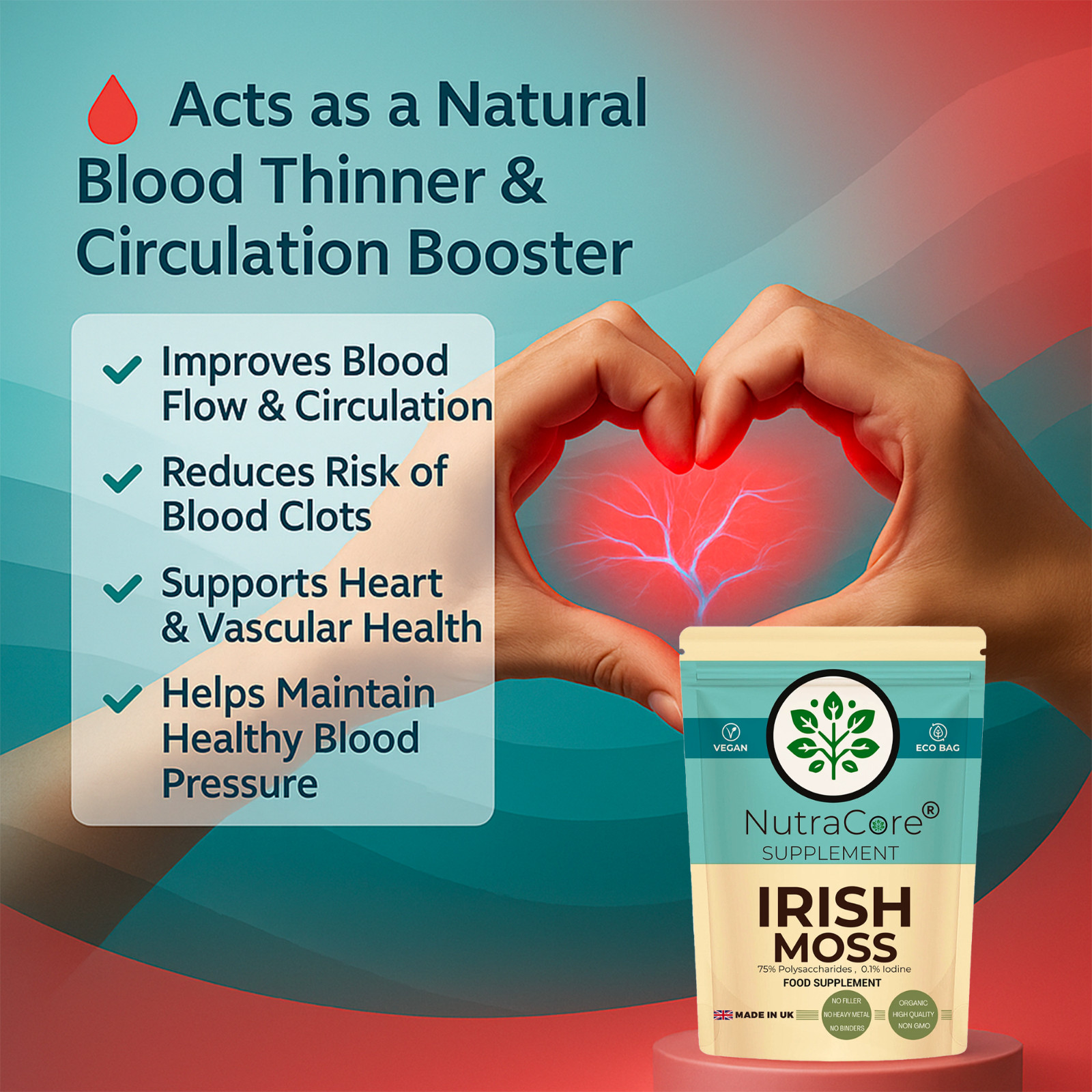 Irish Moss Capsules 5500mg-75%Polysaccharides &100% Pure Natural Sea Moss-90Caps