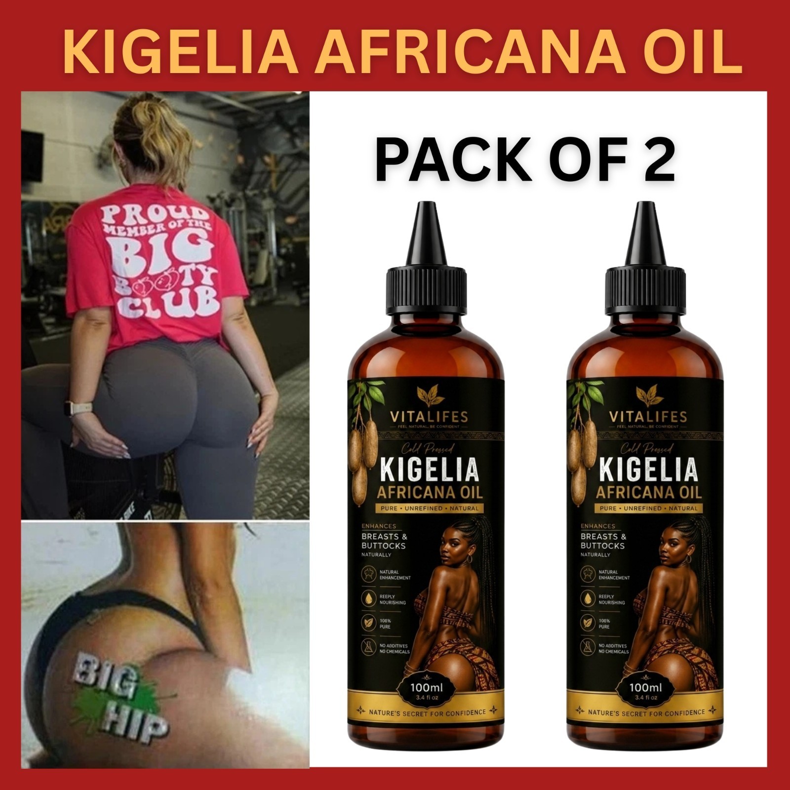 KIGELIA AFRICANA Oil African Sausage Tree – *2 In 1* RAPID ABSORPTION – 2x100ml