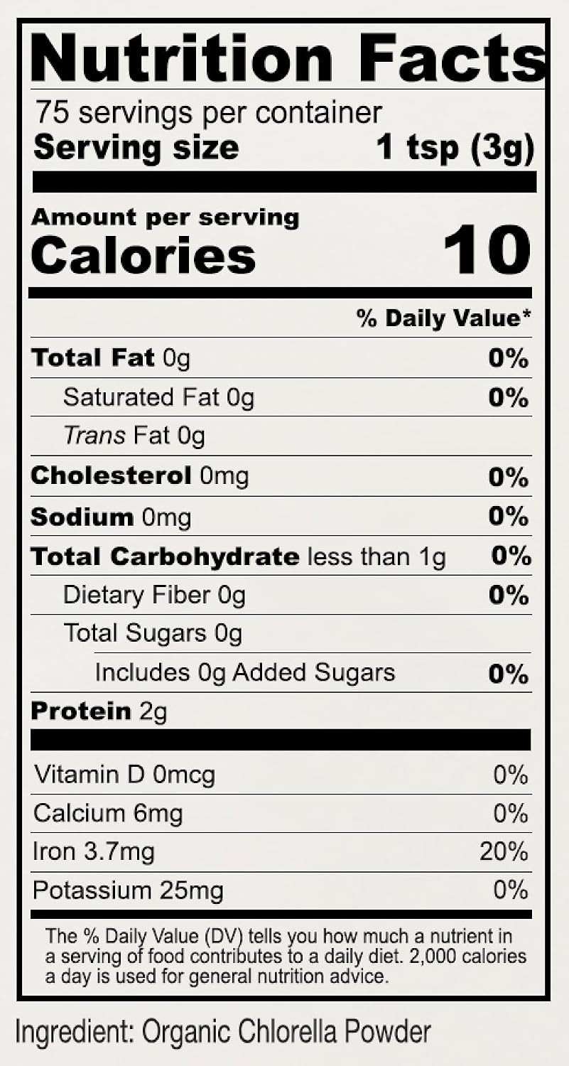 USDA Organic Chlorella Powder – Pure Green Superfood for Heart & Detox