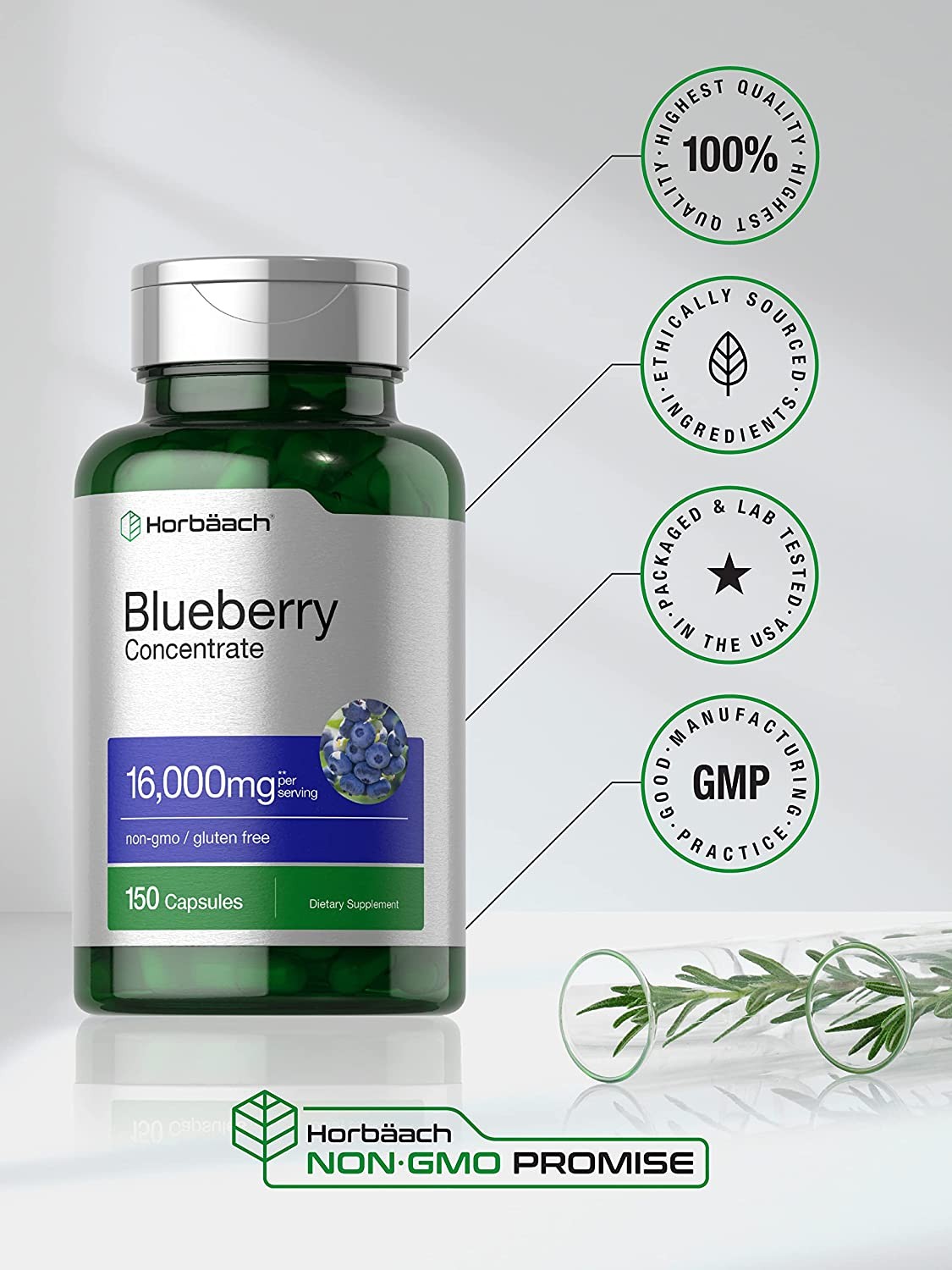 Blueberry Extract 16,000mg | 150 Count | Concentrated Supplement | by Horbaach
