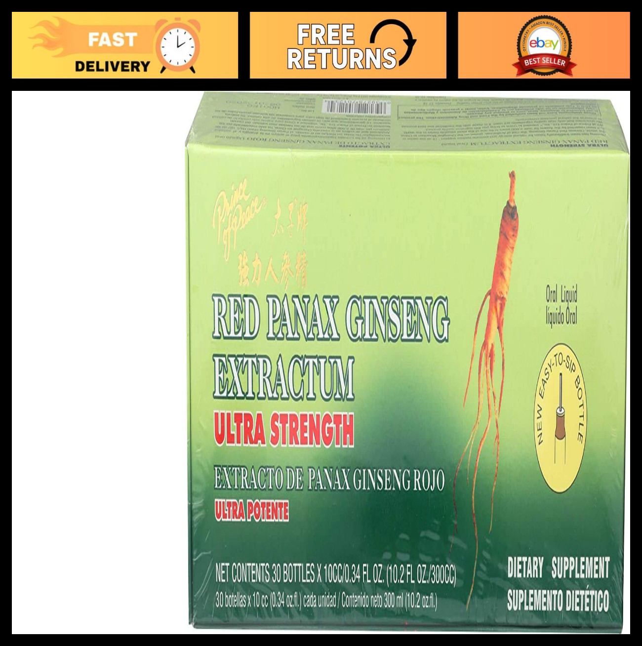 Ultra Strength Red Panax Ginseng Extract, 0.34 Fl Oz, 30 Pack – Energy & Wellnes