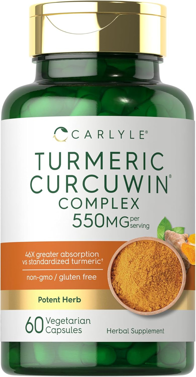 Turmeric Supplement 550Mg 60 Capsules Curcuwin Extract Complex Vegetarian, Non-G