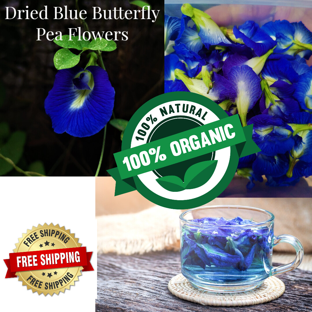 Dried blue butterfly pea 100 flowers organic natural herbal