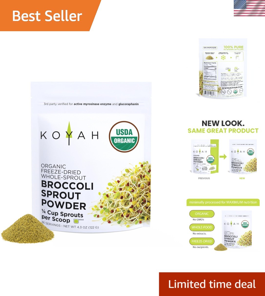 Broccoli Sprout Powder – 36 Servings, Active Myrosinase & Gluten-Free