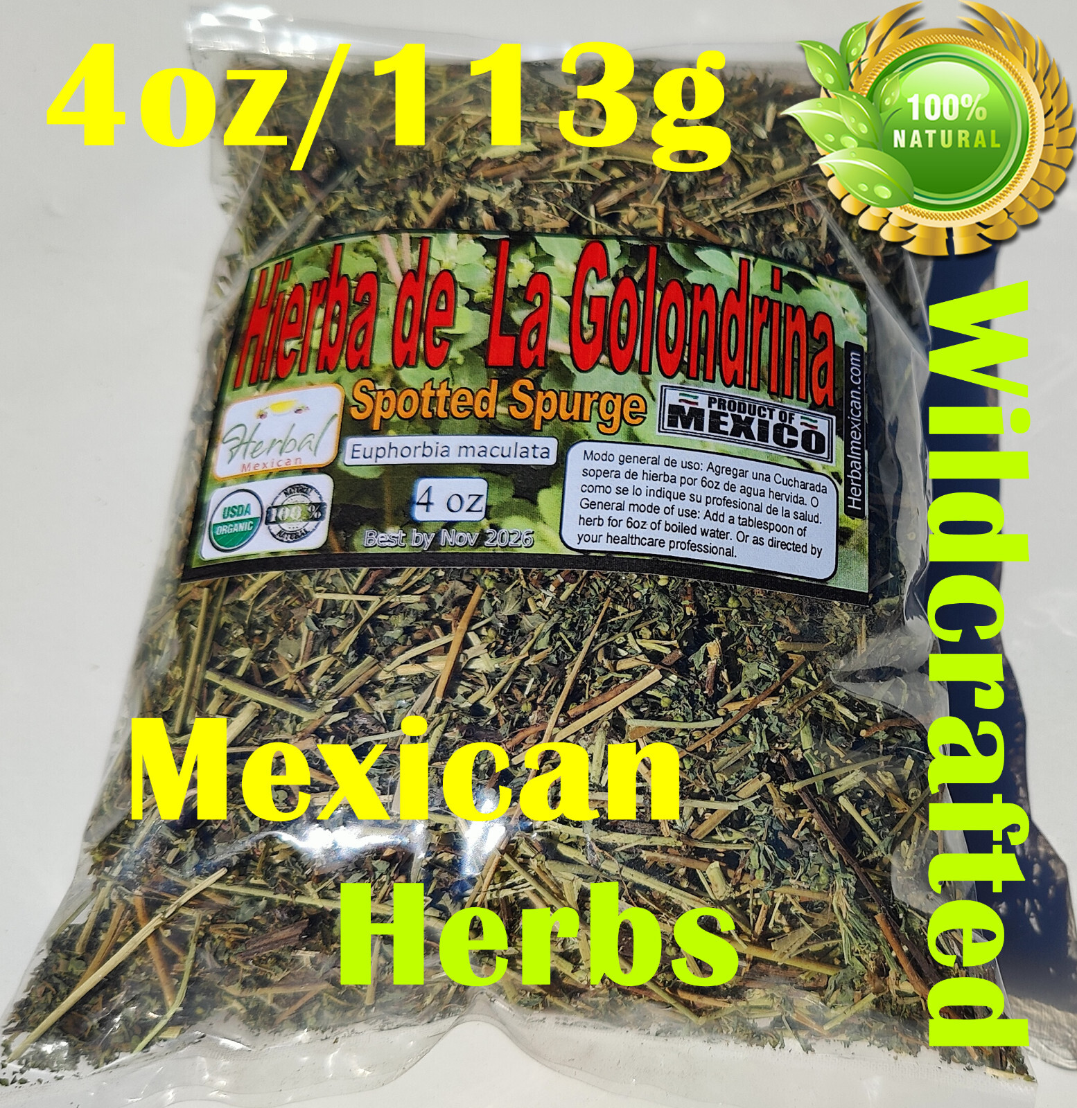 Hierba(yerba) de la golondrina, Golondrina herbal tea 4oz infeccion de los ojos!