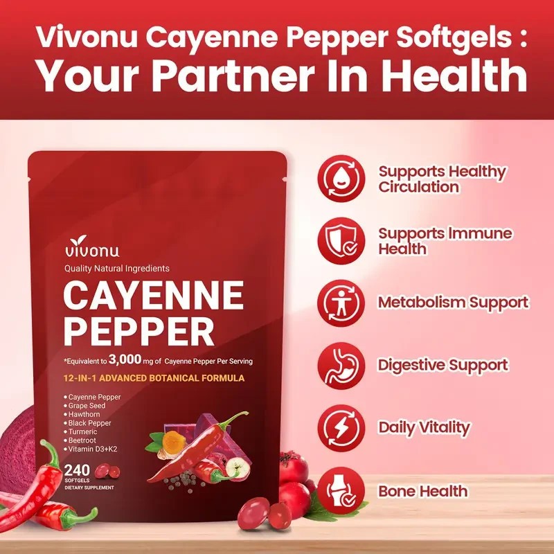 Advanced .1 Supplement Cayenne Pepper Softgels Dietary Bag Supports Leg Vein 240
