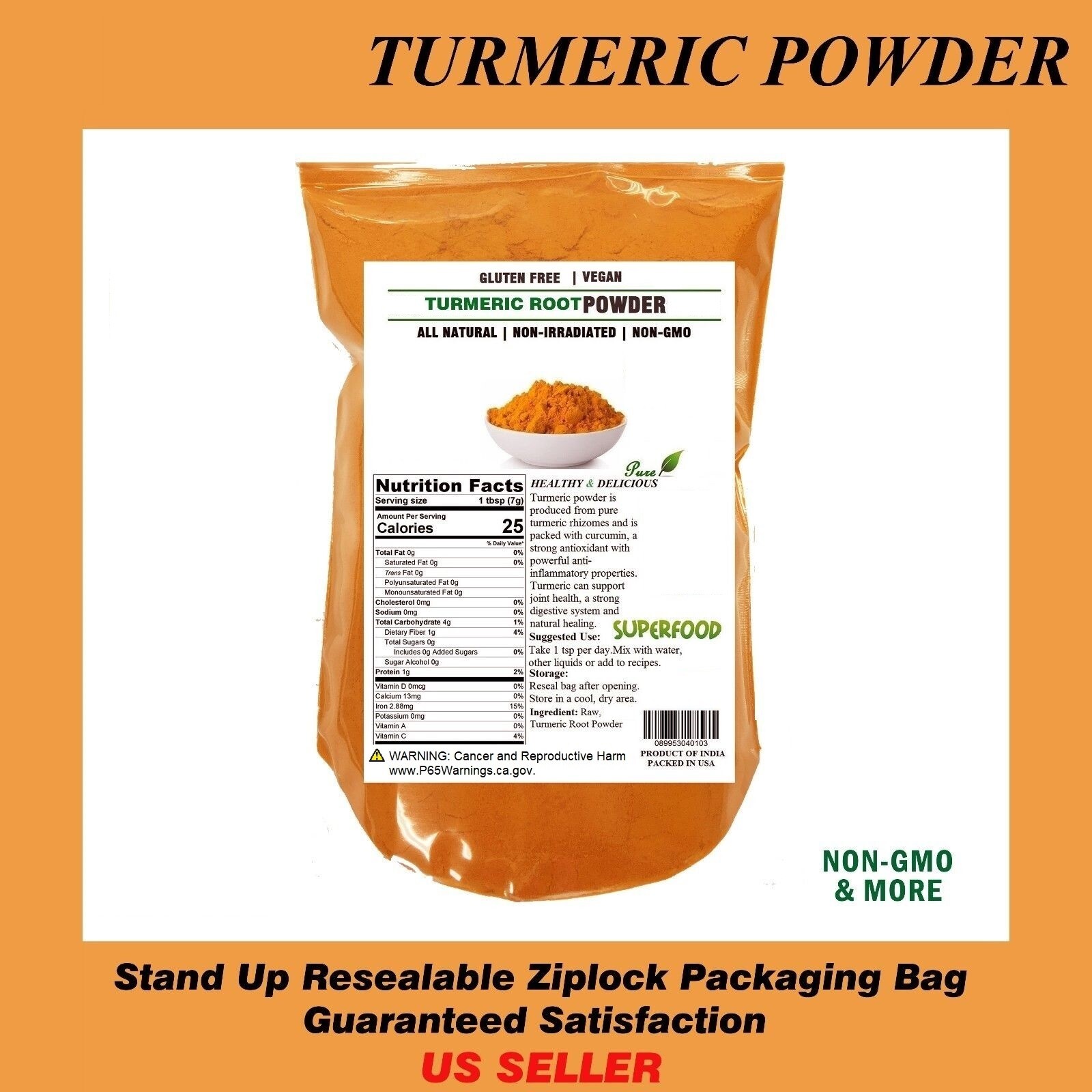 TURMERIC Root Powder 100% Pure (Curcuma Longa) TURMERIC 1 LB (16oz)