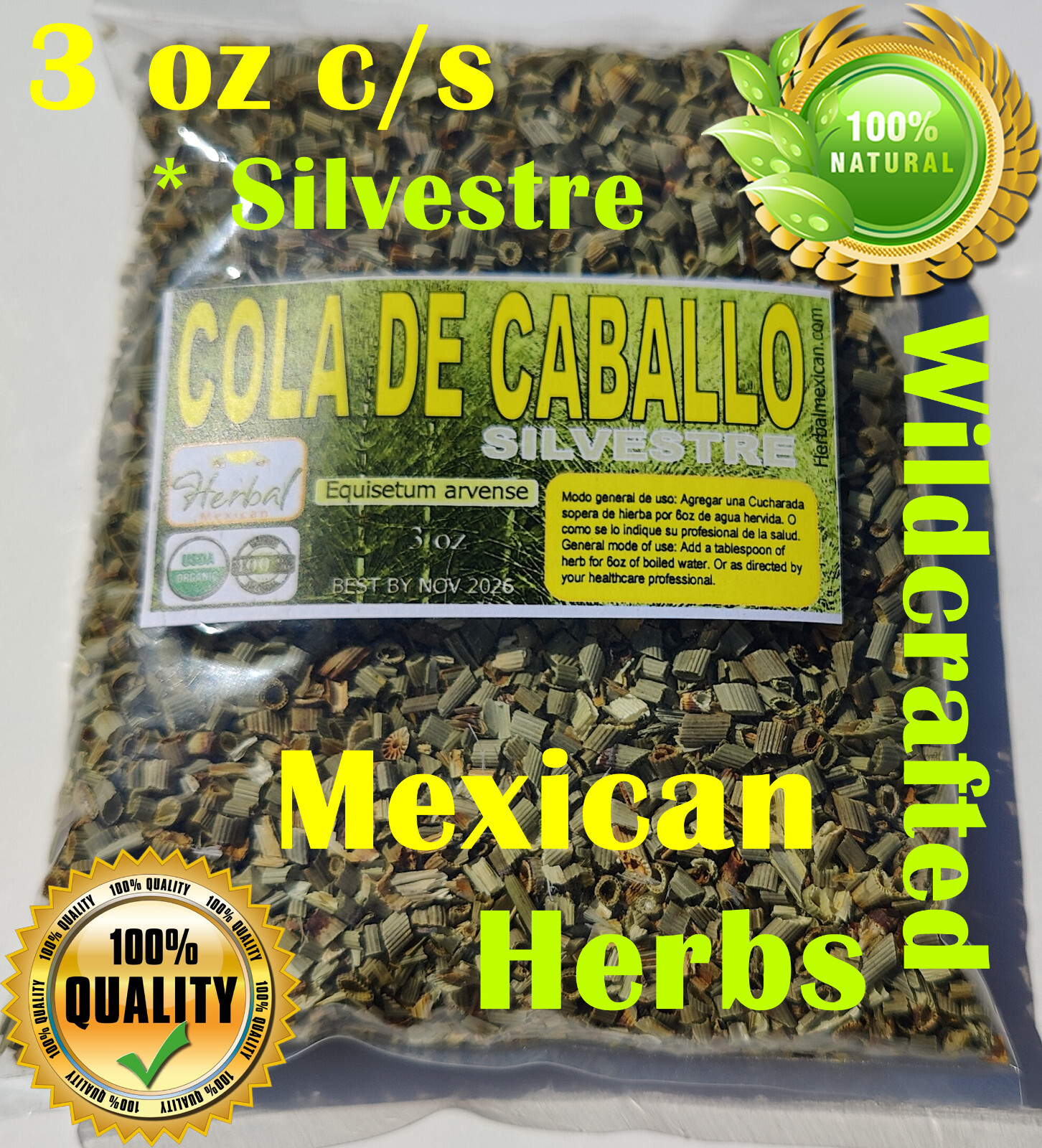 Cola de Caballo 3oz Hierba Horsetail Herb Shavegrass Shave Grass Herbal Tea Natu