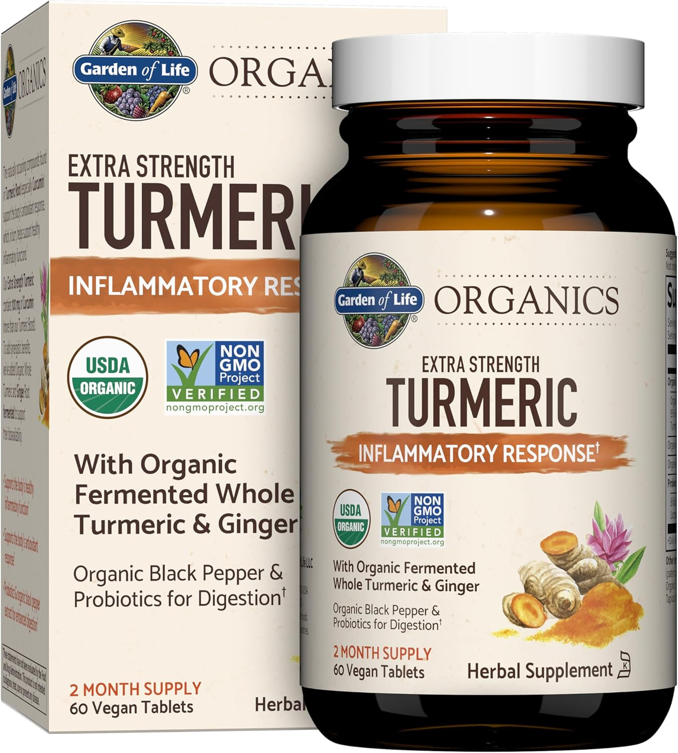 Garden of Life Organics Extra Strength Turmeric Supplement with Probiotics, Curc