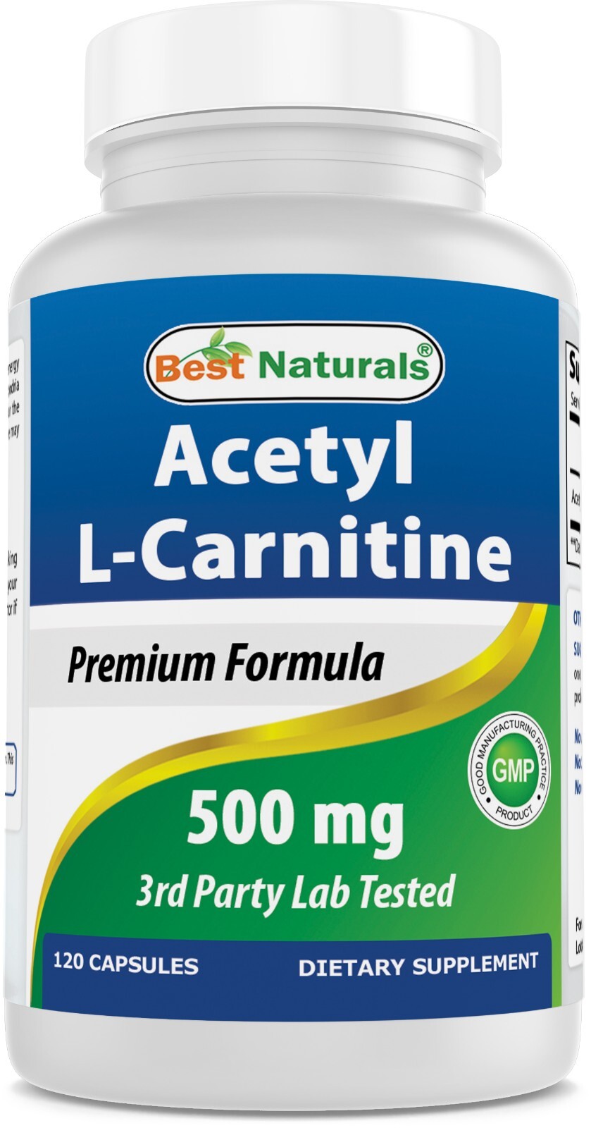 Best Naturals acetyl l-carnitine 500 mg 120 Capsules – Non GMO & Gluten Free