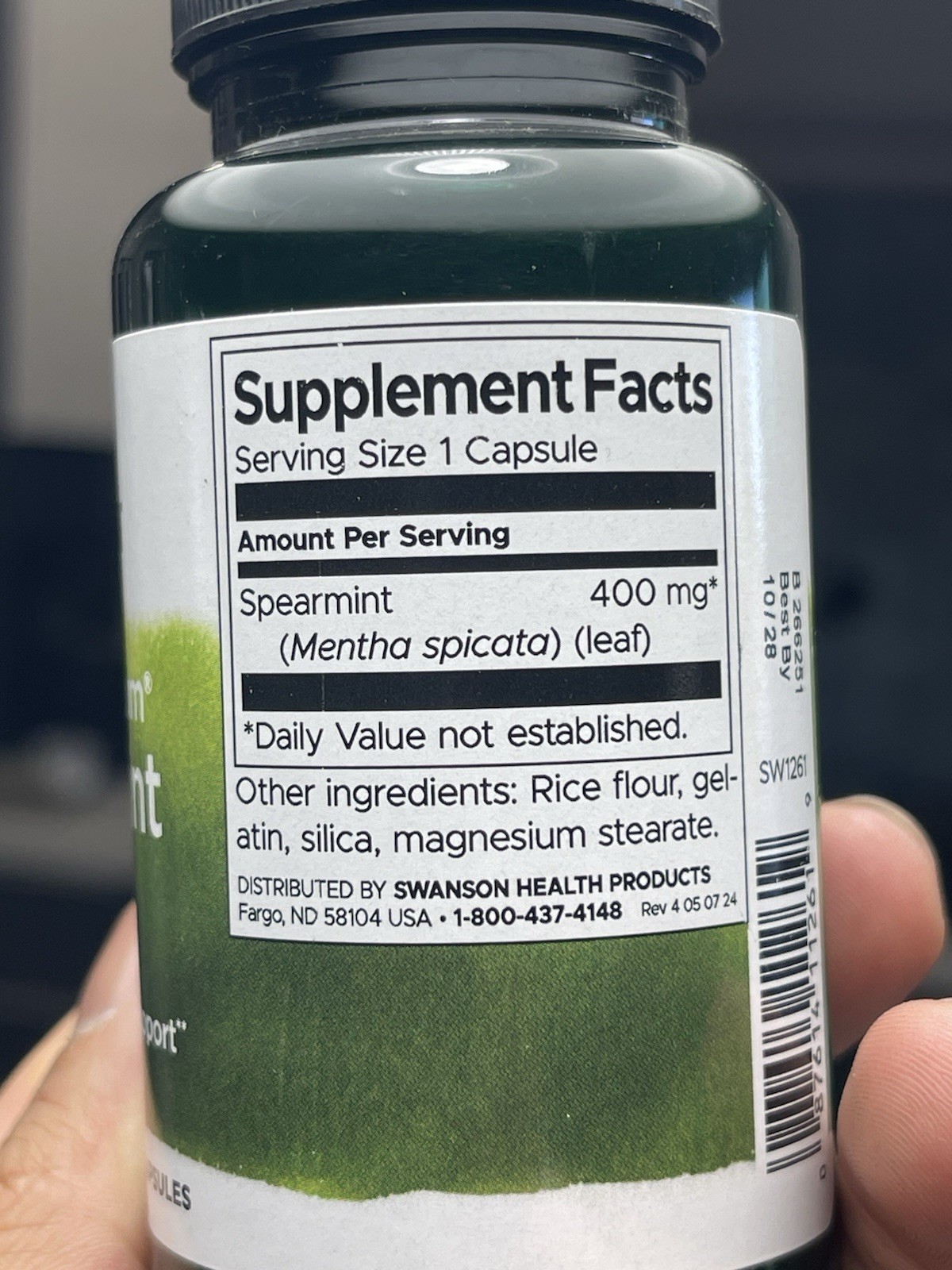 Swanson Spearmint Leaf (Mentha Spicata) Full Spectrum Herbal Supplement 60ct NEW