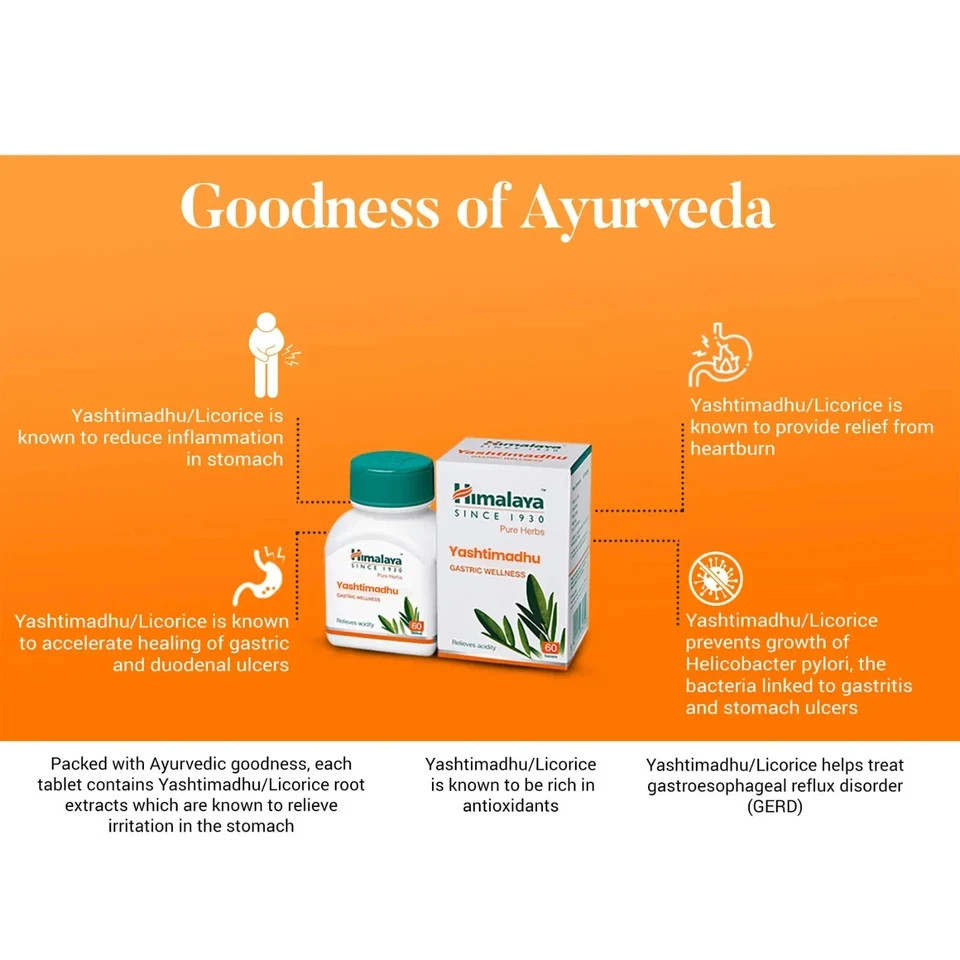 Yashtimadhu By Himalaya (600 Tab) a natural antacid & Gastric Wellness Free Ship
