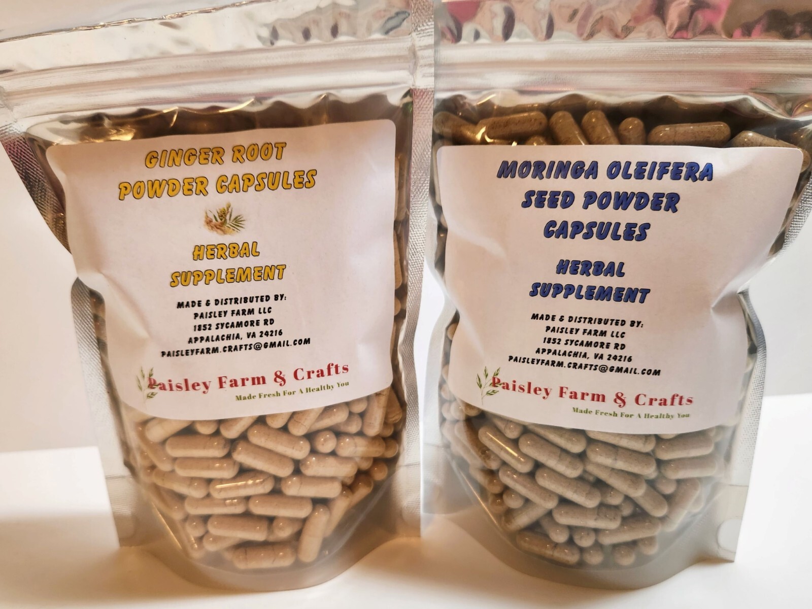 Moringa Seed Powder Capsules & Ginger Root Capsules – MADE FRESH ON DEMAND!