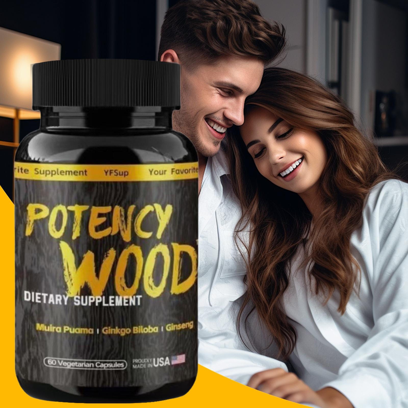 60pcs Potency Wood Capsule Pure Organic Herbal Formula Supplement Capsules.