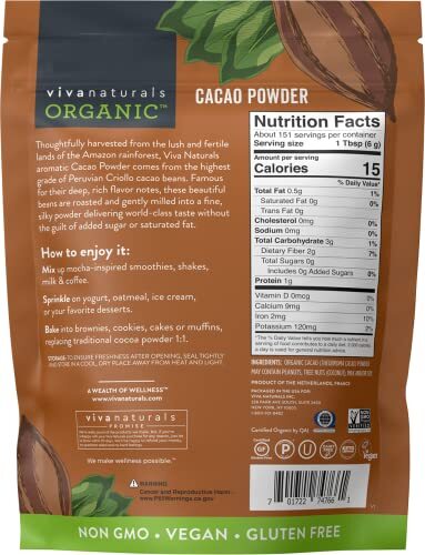Organic Cacao Powder, 2Lb – Unsweetened Cocoa Powder with Rich Dark Chocolate Fl