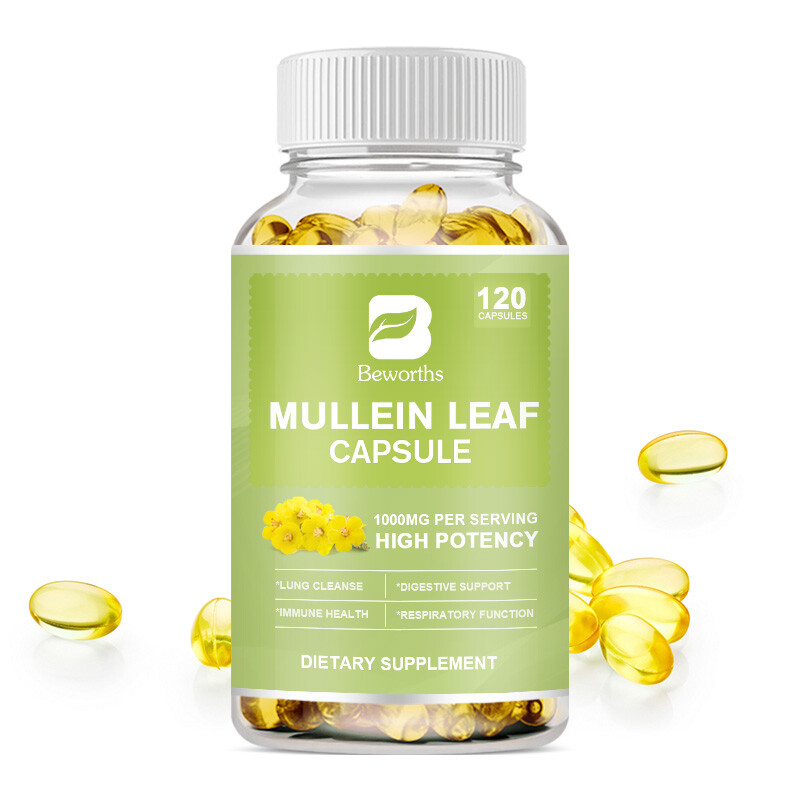 Mullein Leaf Capsules For Lung Cleansing & Detox Herbal Dietary Supplement