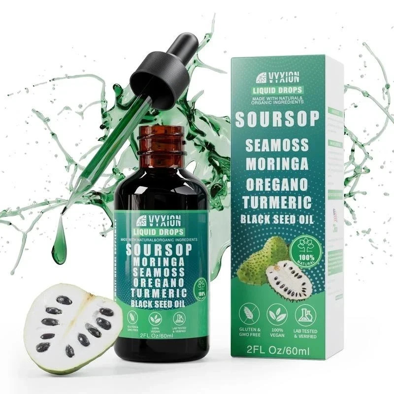 Soursop Liquid Drops – Sea Moss, Moringa, Oregano, Turmeric, Black Seed Oil