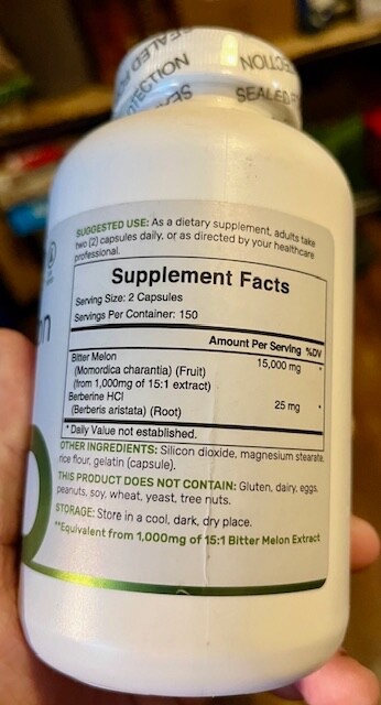 Deal Supplement BITTER MELON with BERBERINE – 300 Caps/15,000mg Per Serving NIB!