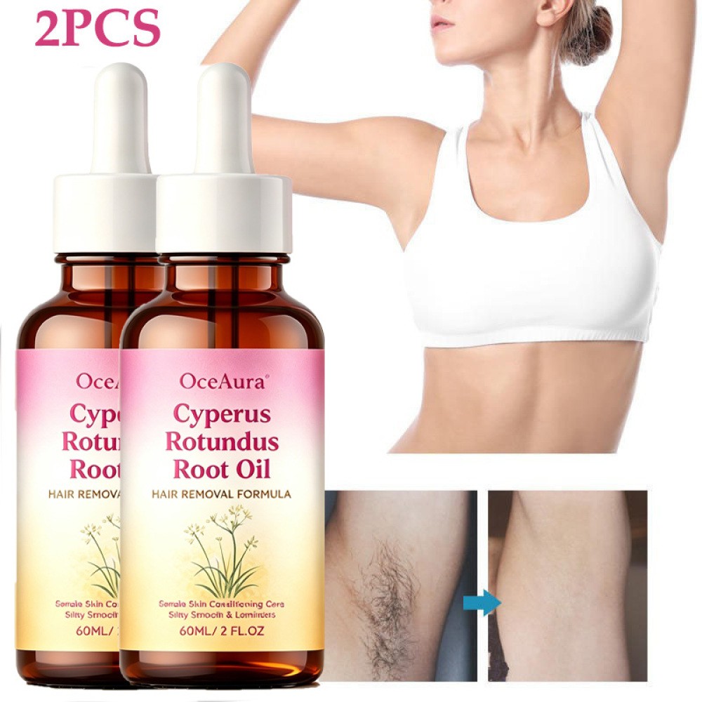2PCS Cyperus Rotundus Oil, Natural Hair Removal Formula, 60mlX2 Hair Removal