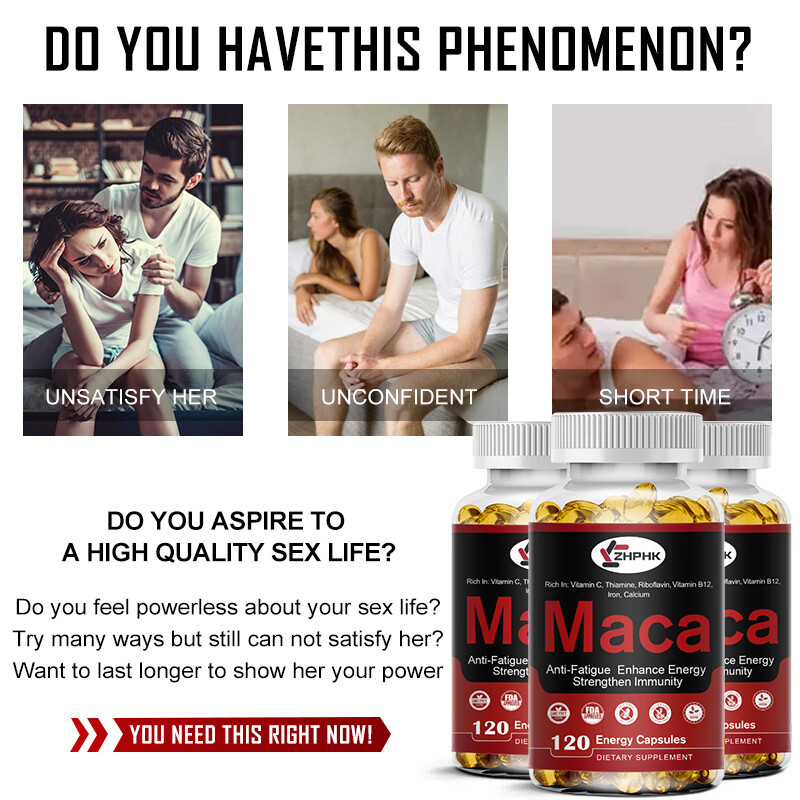 Organic Maca Root Capsules Peruvian Maca Extract Muscle Enhancing For Men Women