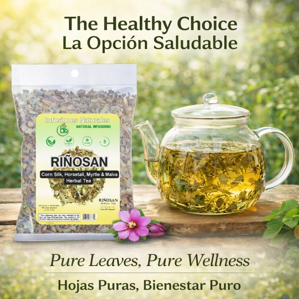 Riñosan Herbal Tea – 4 oz (113g) – Corn Silk, Horsetail, Myrtle & Malva – Caffei
