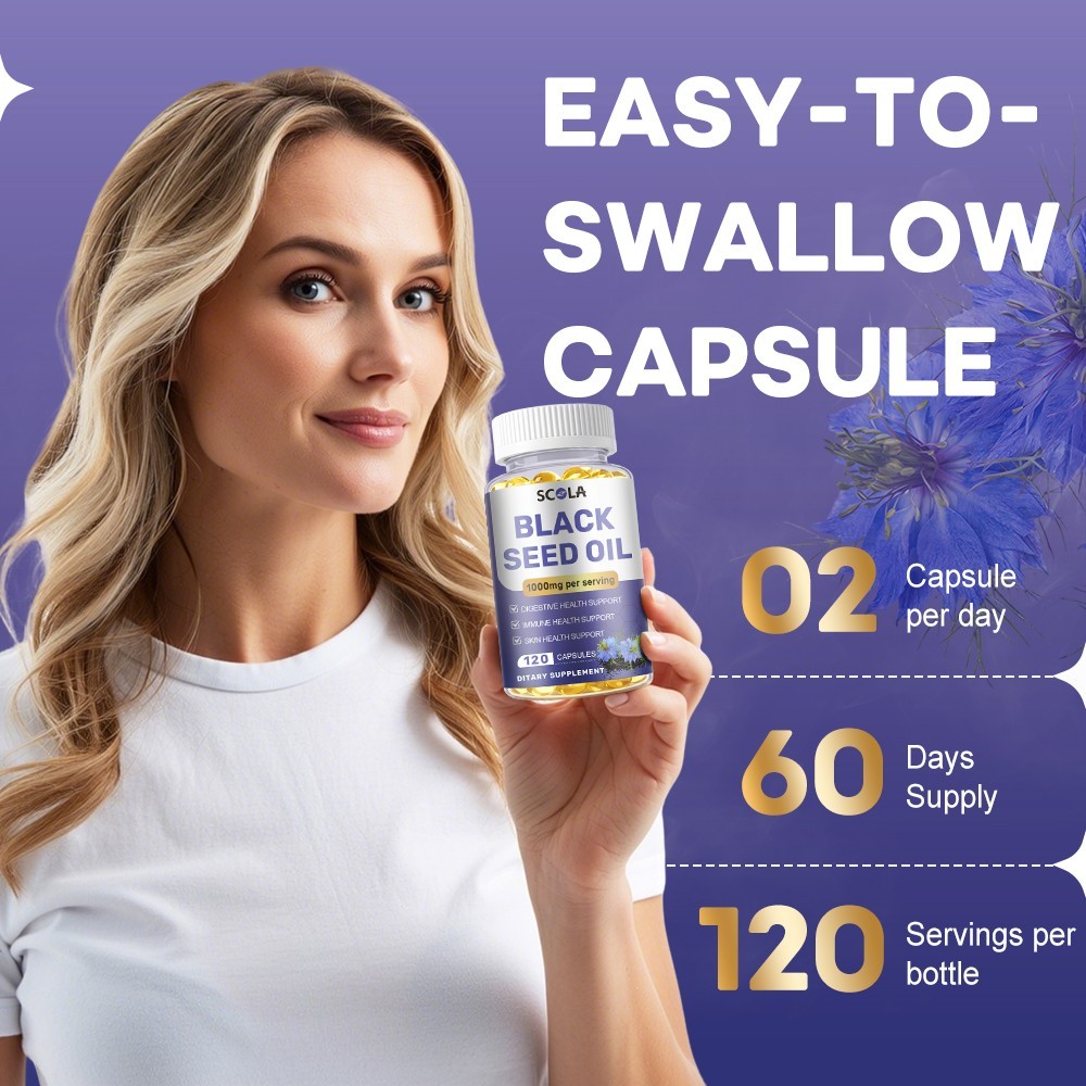 Black Seed Oil 1000mg | 240 Softgel Capsules | Nigella Sativa | Non-GMO, Vegan