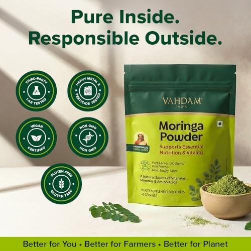 VAHDAM India Moringa Powder 200g Pure Leaves Non-GMO 80 Servings